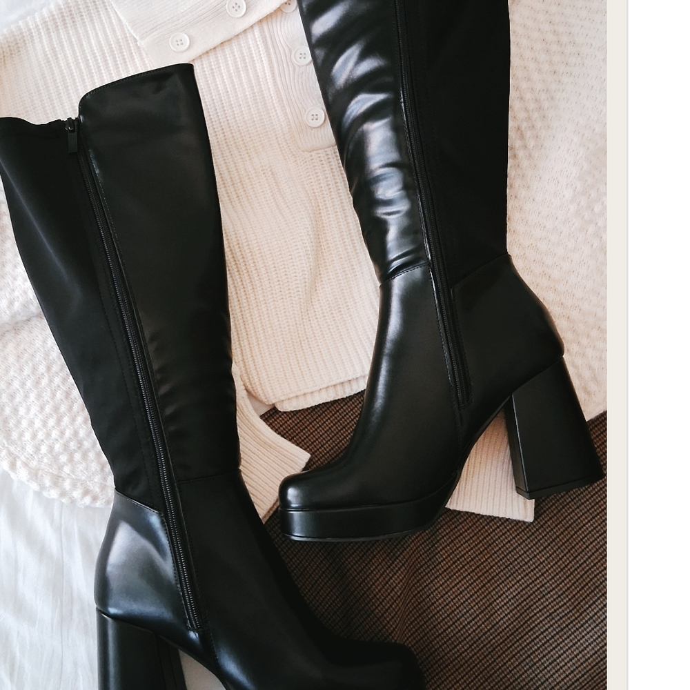 🐻🍂Elegant Black Knee-High Boots